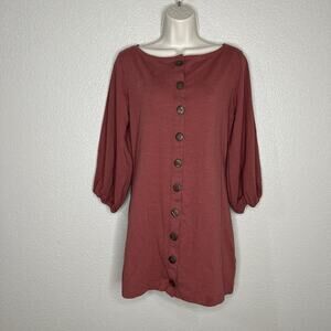 Free People FP Beach Balloon Sleeve Dress Small Wood Buttons